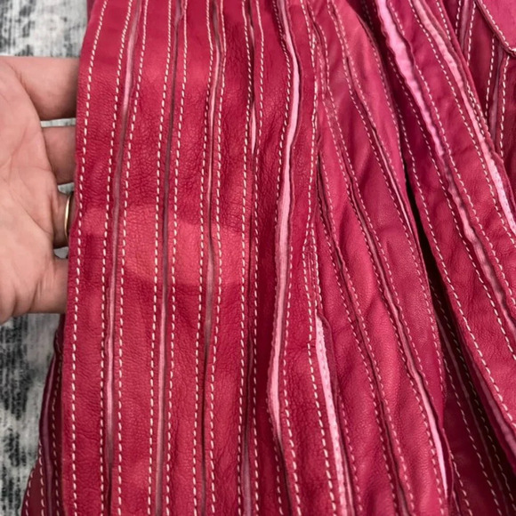 GIMOS Leather & Mesh Jacket Shirt RED RARE Vintage M Goodfellows Casino - Picture 8 of 9